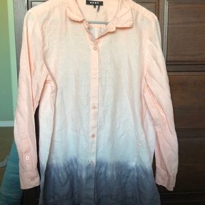 Long Button Down Linen Blouse